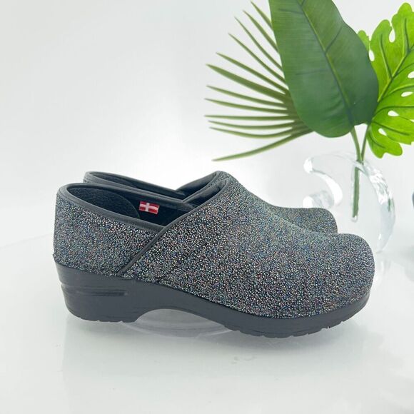 Sanita Pro Womens Clog Size 36 5 Textured Black Leather Work Nursing Shoe - Picture 2 of 14